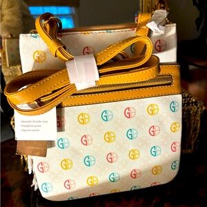 Giani Bernini white multicolor crossbody triple zipper handbag purse NEW